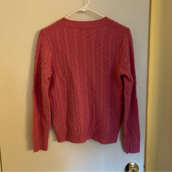 J Crew Everyday Cashmere cable knit Crew Neck pull over sweater color flamingo - Picture 5 of 5